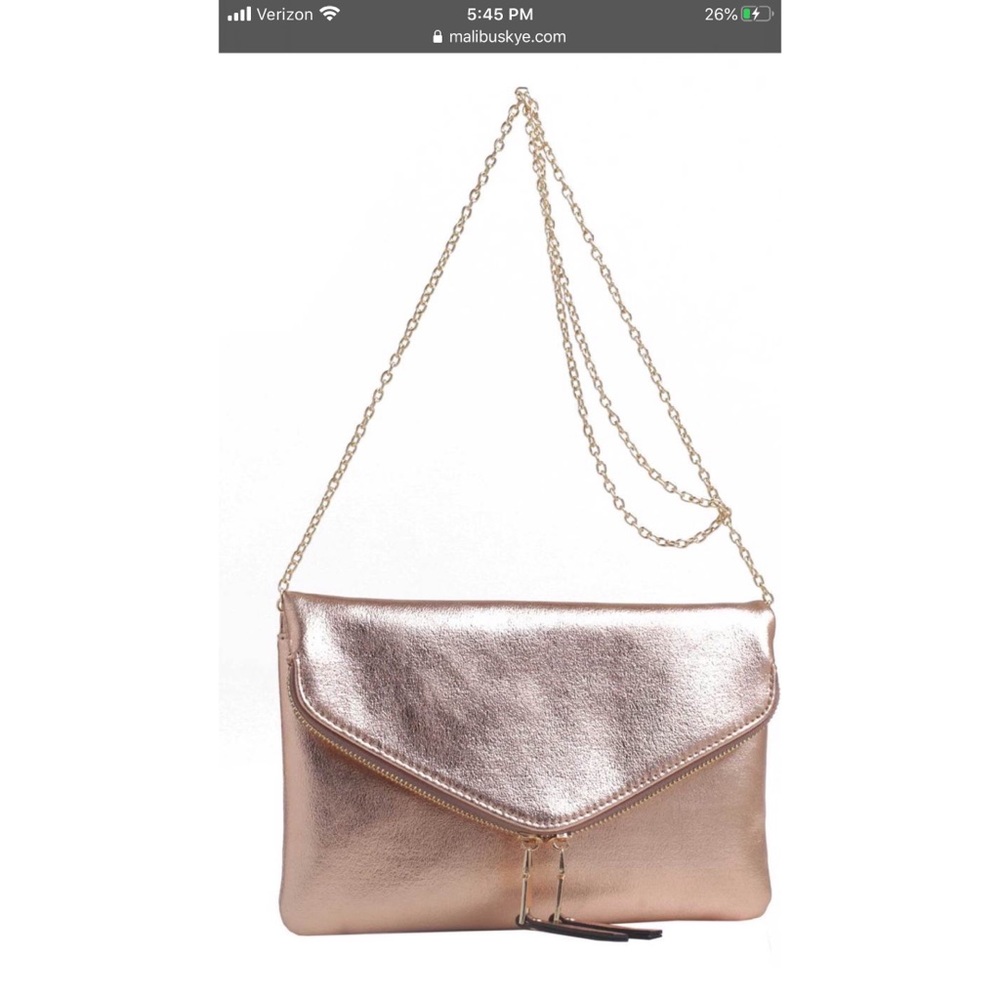 Rose Gold Malibu Skye Clutch w Removable Strap NWT